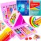 Art Kit, Supplies Drawing Kits, Arts and Crafts for Kids, Gifts Teen Girls Boys 6-8-9-12, Set Case with Trifold Easel, Sketch Pad, Coloring Book, Pastels, Crayons, Pencils